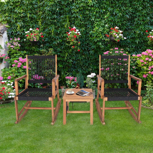3 Piece Patio Bistro Table & Rocking Chair Set