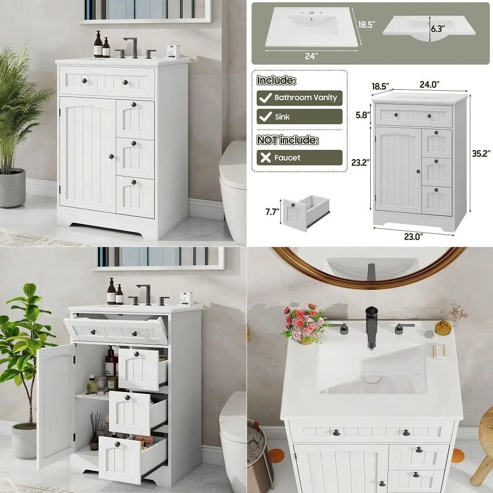Farmhouse Bathroom Vanity with Ceramic Sink