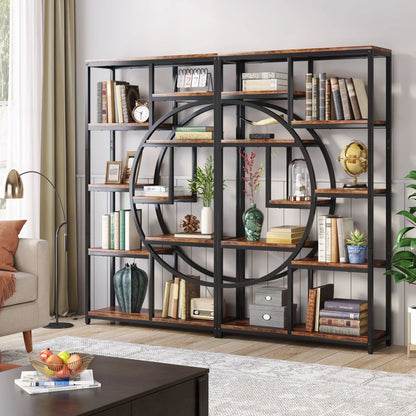 68.89" Tall Farmhouse Industrial Bookshelf & Display