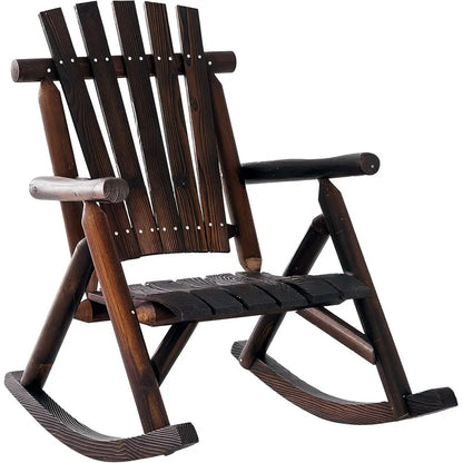 Outdoor Wooden Rocking Chair with Slatted Seat