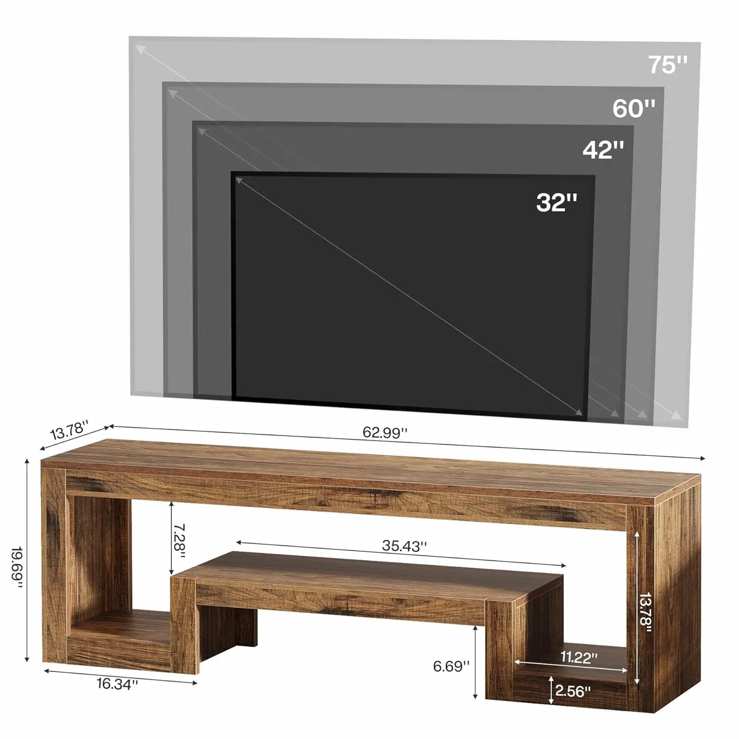 Farmhouse TV Stand with Open Storage Shelves
