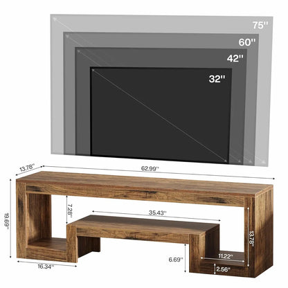 Farmhouse TV Stand with Open Storage Shelves
