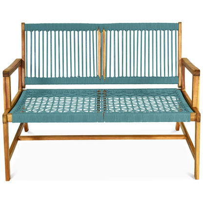 Wooden Rope Bench for Patio or Poolside