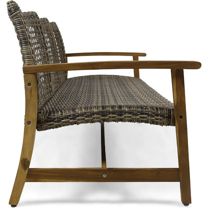 Wood & Wicker Sofa for Patio & Backyard