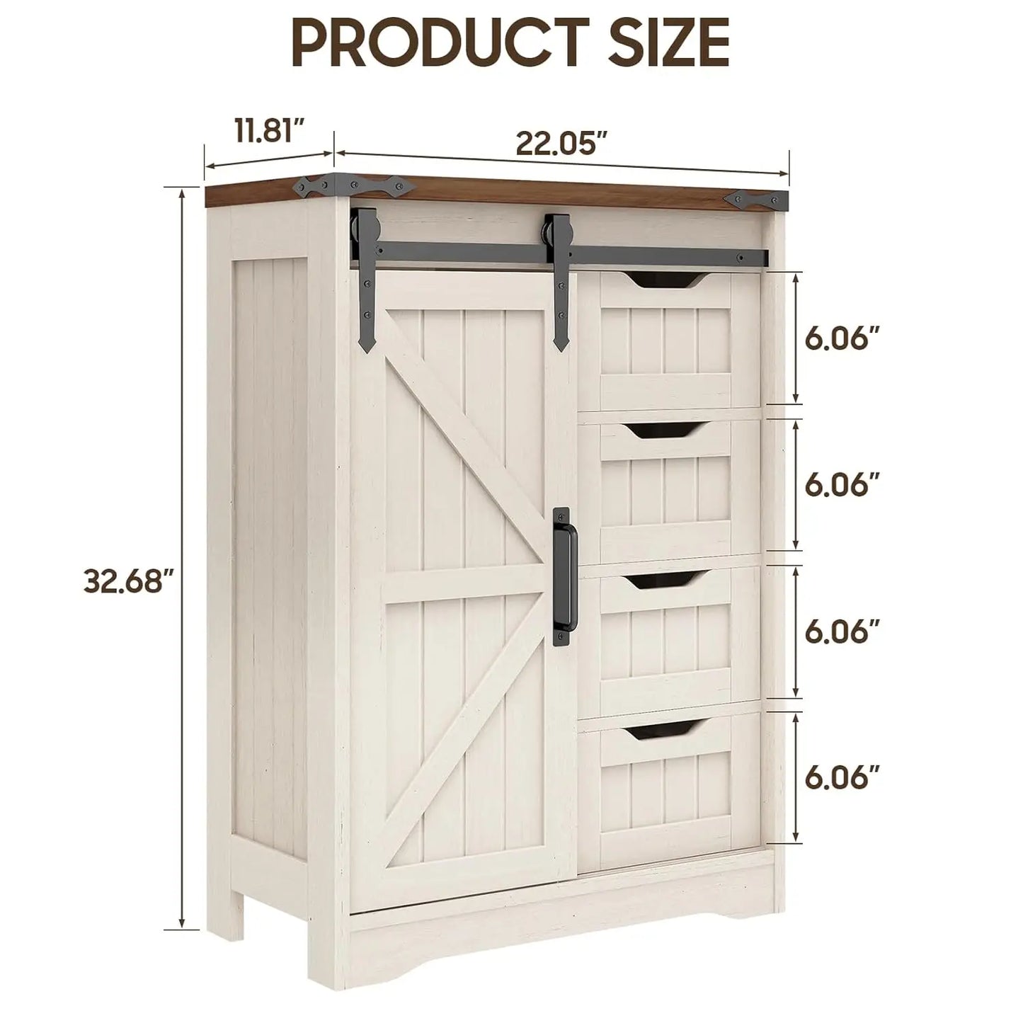 Farmhouse Bathroom Storage Cabinet with Sliding Door