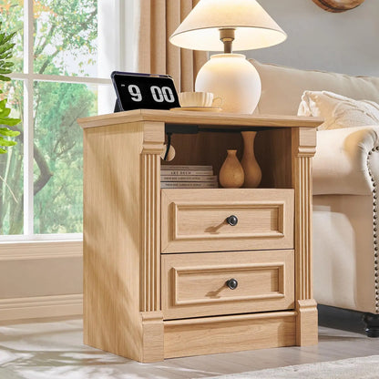 Farmhouse Nightstand with Charging Station
