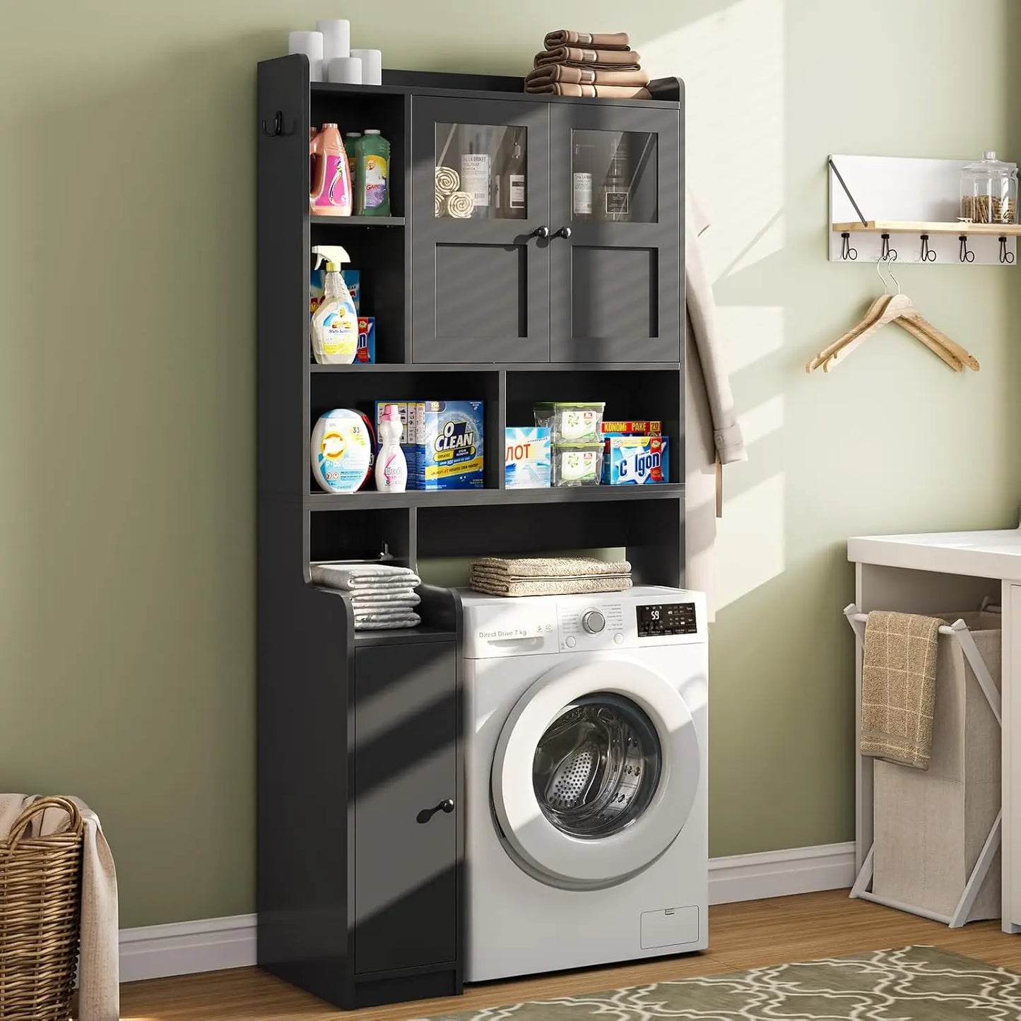 Over The Toilet Storage Cabinet with Glass Doors