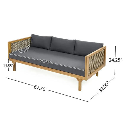 Outdoor Patio Sofa or Daybed with Acacia Wood Frame