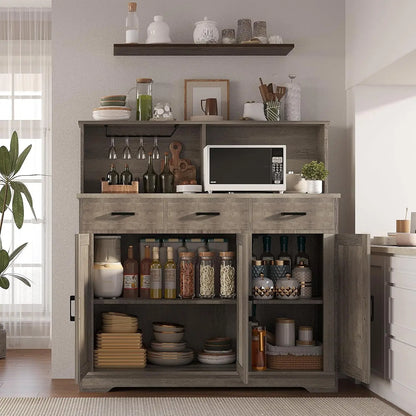 Farmhouse Buffet Cabinet or Coffee Bar Pantry for Kitchen & Dining Room