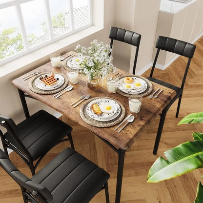 5 Piece Kitchen Table Set with Padded Chairs