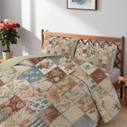 Flower Checkered Bedding Set Includes 1/2 Pillowcases