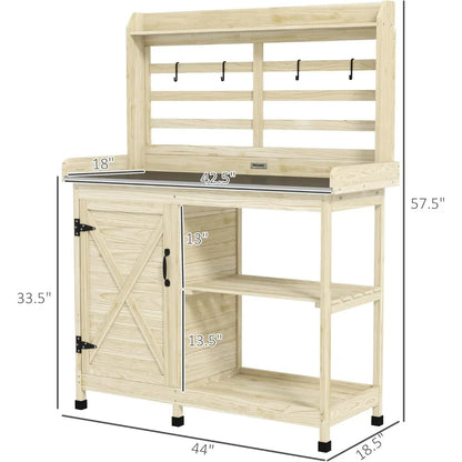 Outdoor Wooden Potting Bench Table