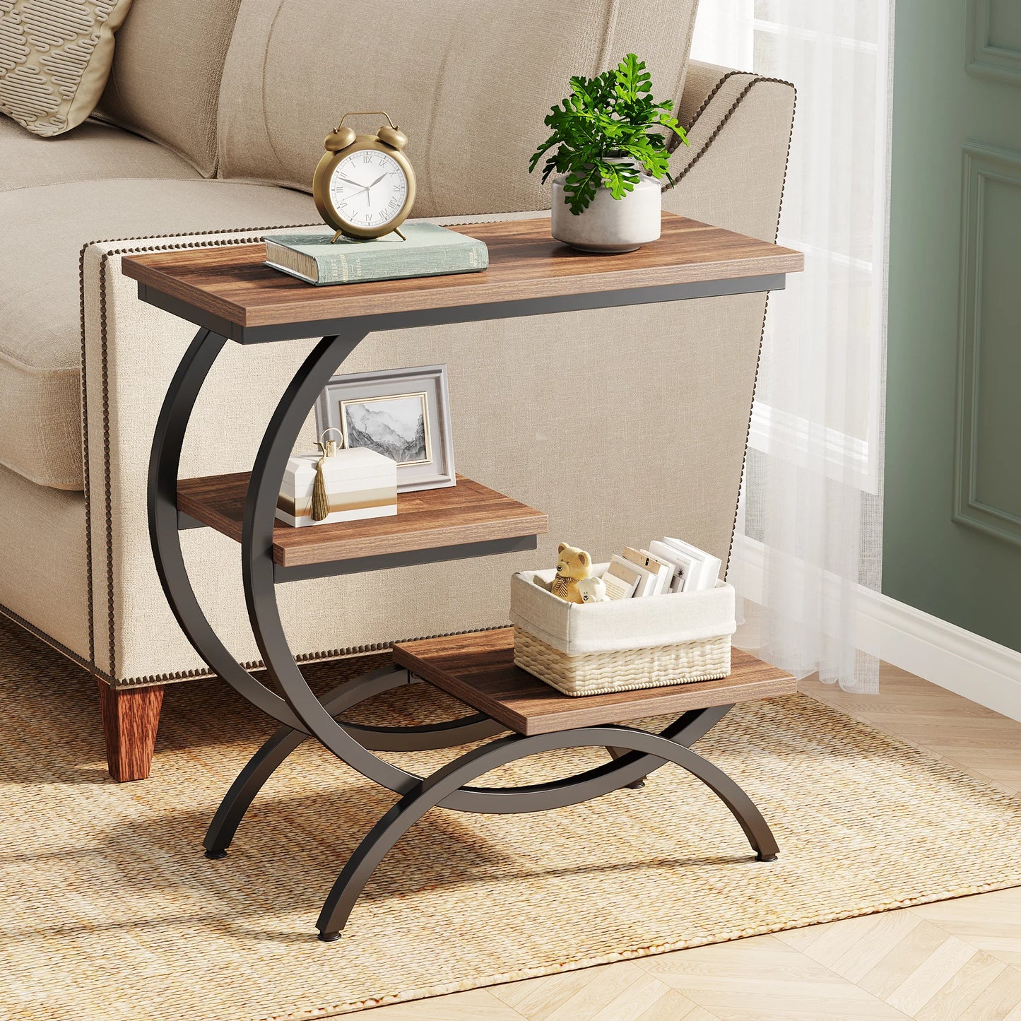 Farmhouse Industrial End Table for Couch or Bedside