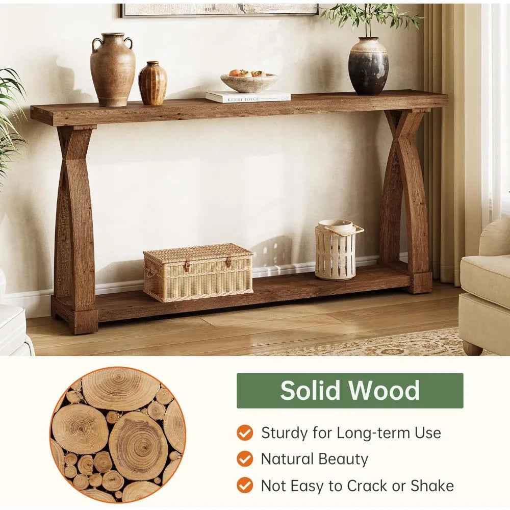 Solid Wood Farmhouse Console Table