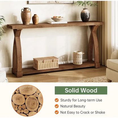 Solid Wood Farmhouse Console Table
