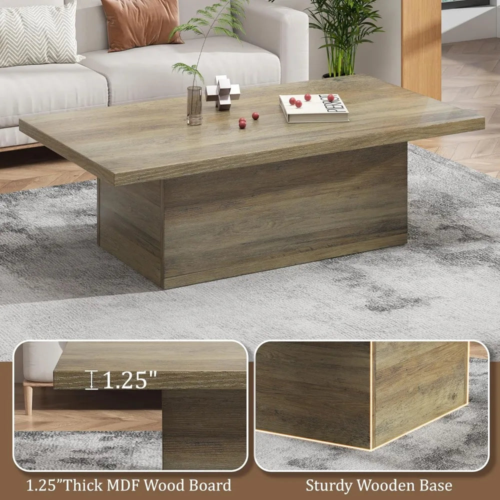 Wooden Coffee Table with Sturdy Frame