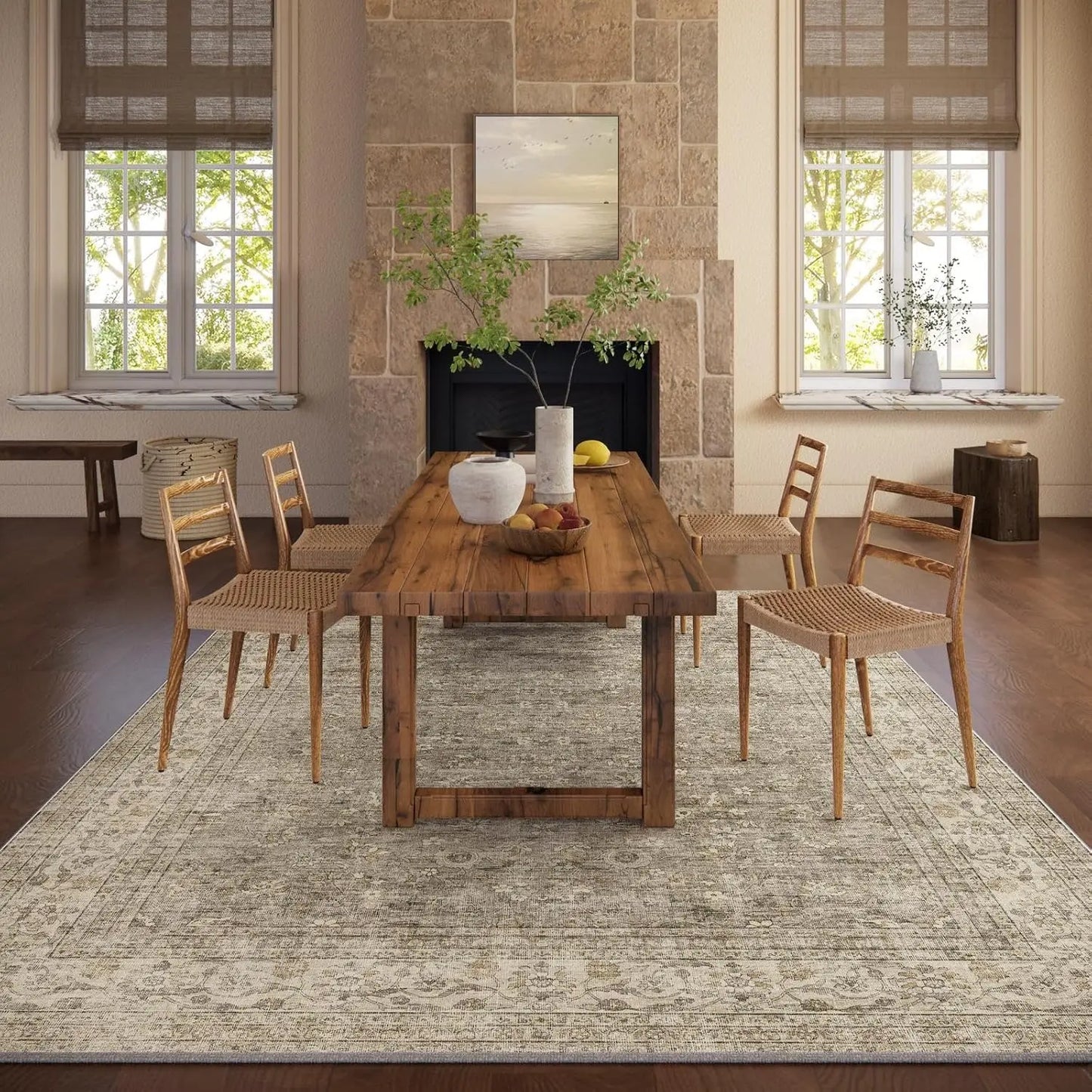 Washable 8x10 Vintage Area Rug