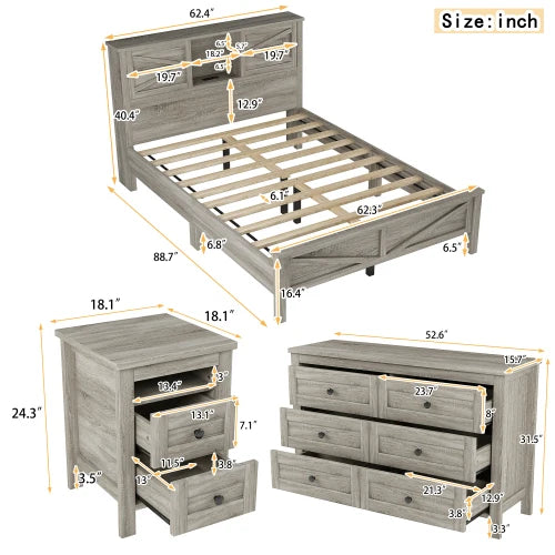 3-Piece Farmhouse Bedroom Sets Full & Queen Size