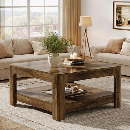 Rustic Brown, Square Coffee Table with Storage