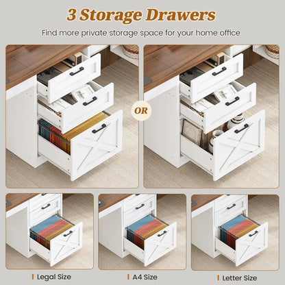 Farmhouse Computer Desk with Drawers