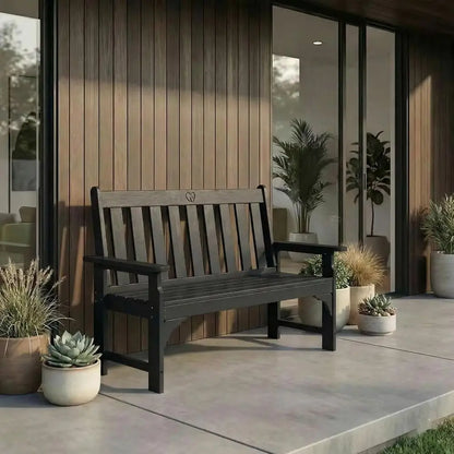 Outdoor Bench with Backrest and Armrests