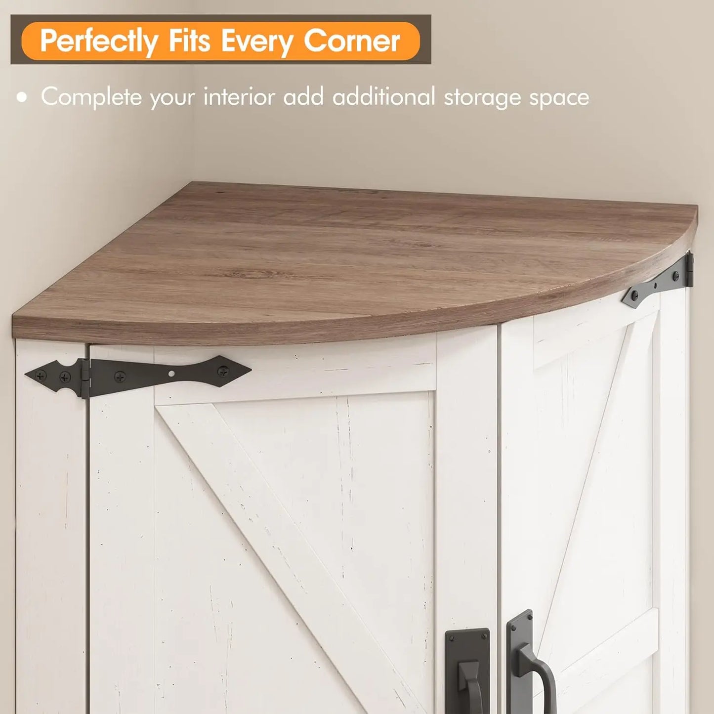 64.8" Tall Farmhouse Corner Storage Cabinet