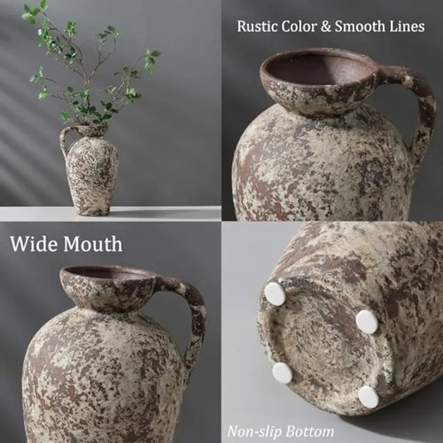 Ceramic Rustic Farmhouse Vase with Handle