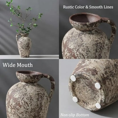 Ceramic Rustic Farmhouse Vase with Handle