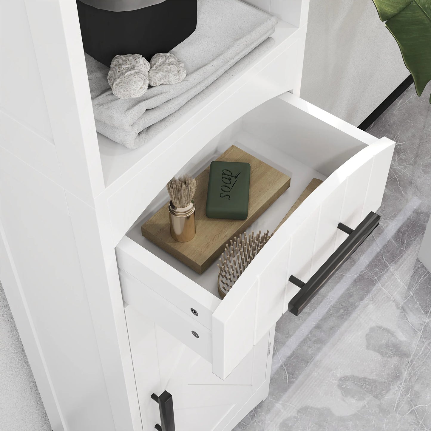 66.9" Tall, Farmhouse Storage Cabinet for Bathroom