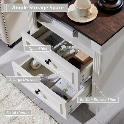 Farmhouse Nightstand with Charging Station