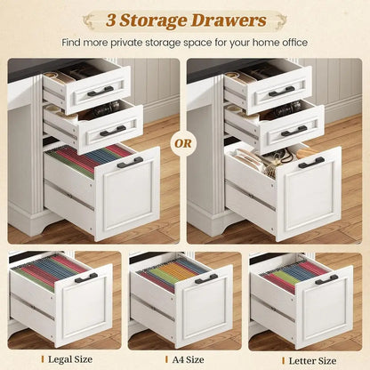 Farmhouse Home Office Desk with 3 Drawers