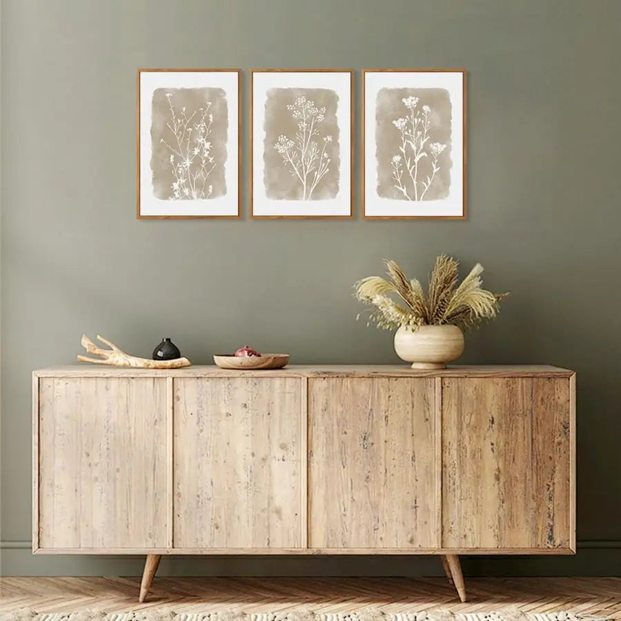 Framed Rustic Wildflower Wall Art Set