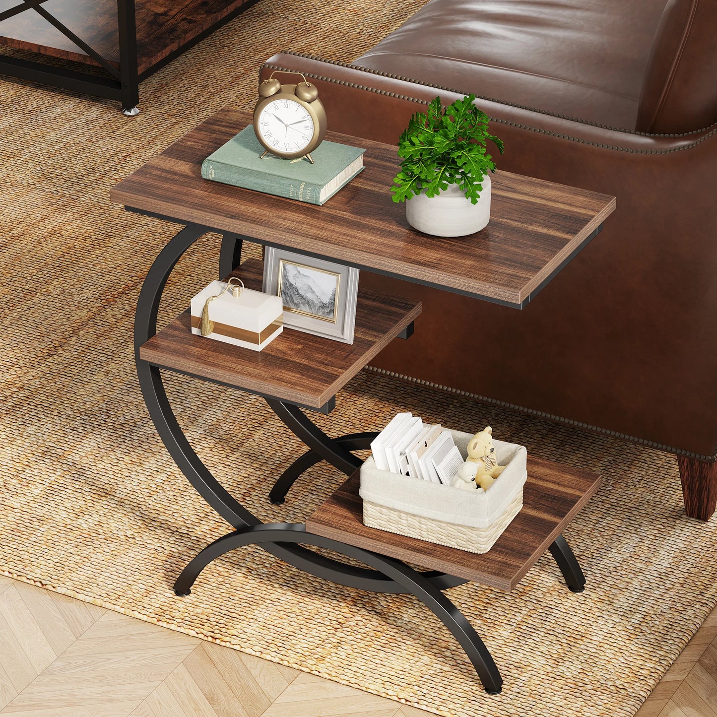 Farmhouse Industrial End Table for Couch or Bedside