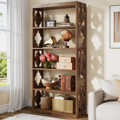 71" Tall Bookshelf with 5 Shelf Display Storage