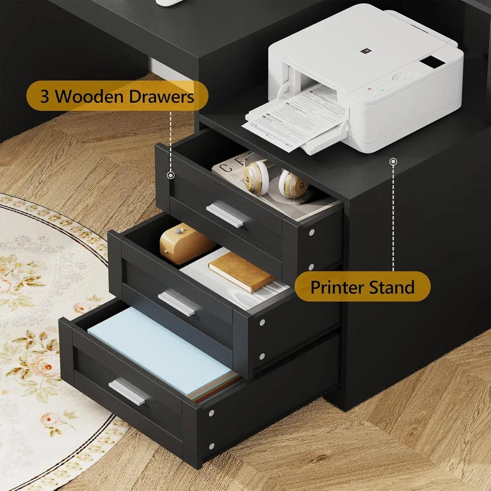 Farmhouse Home Office Desk with Drawers