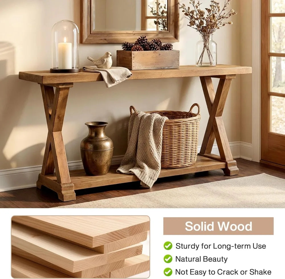 Solid Wood Farmhouse Console Table