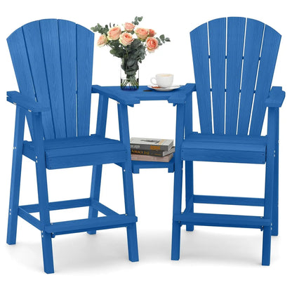 Set of 2 Outdoor Chairs with Double Connecting Tray