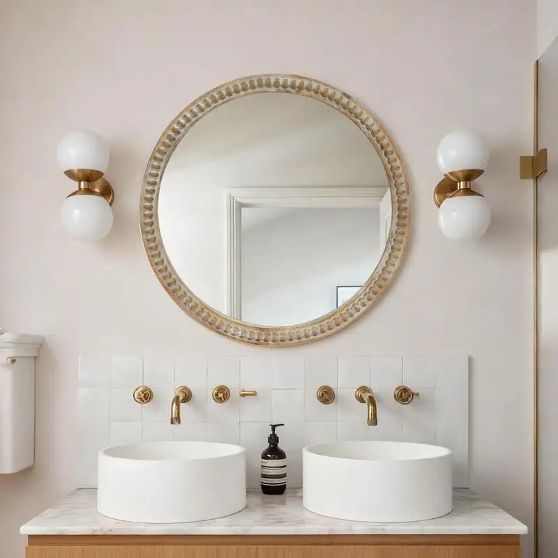 27.5" Wooden Farmhouse Bathroom Mirror