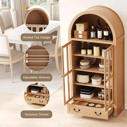 71" Tall, Arched Kitchen Pantry