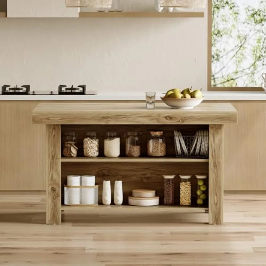 3-Tier Farmhouse Kitchen Island with Storage