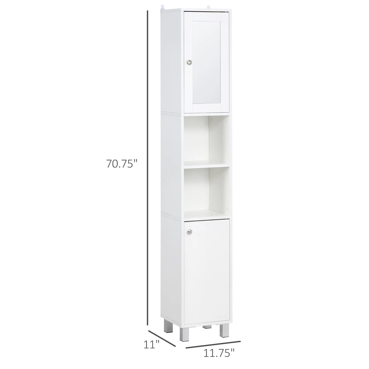 70.75" Tall, Storage Cabinet with Mirror for Bathroom or Living Room