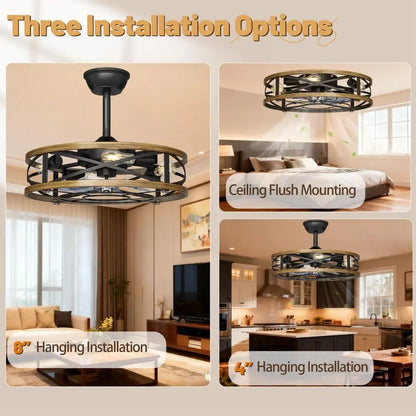 Industrial Farmhouse Ceiling Fan with Lights