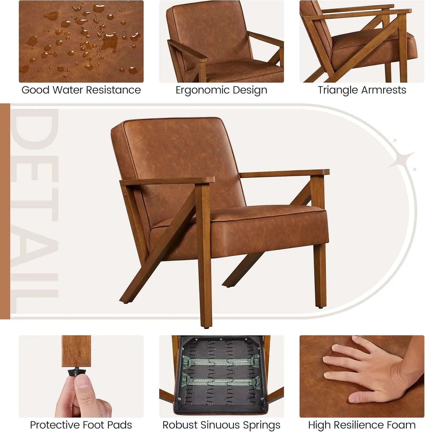 Set of 2 Armchairs with Wood Frame