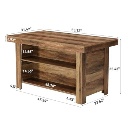 3-Tier Farmhouse Kitchen Island with Storage