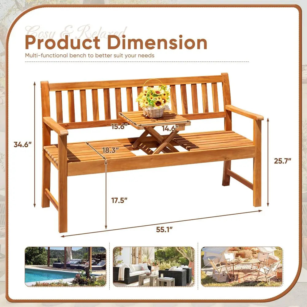Outdoor Loveseat Bench for Patio or Balcony