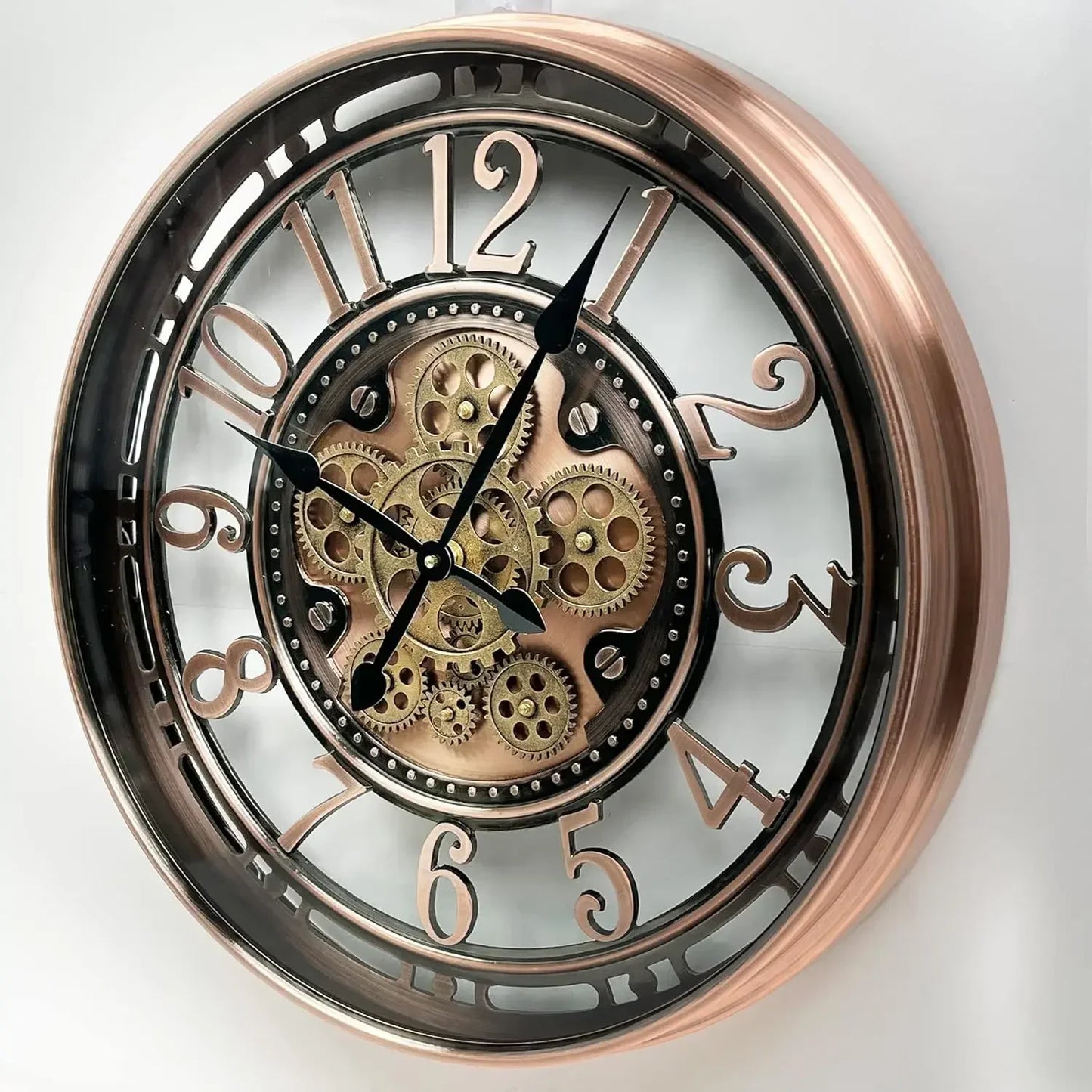 Industrial Steampunk Wall Clock with Real Moving Gears