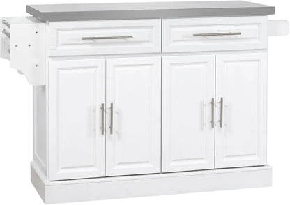Rolling Kitchen Island Cart with Stainless Steel Top