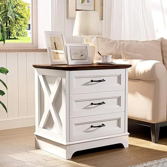 Farmhouse Nightstand or End Table with Drawers