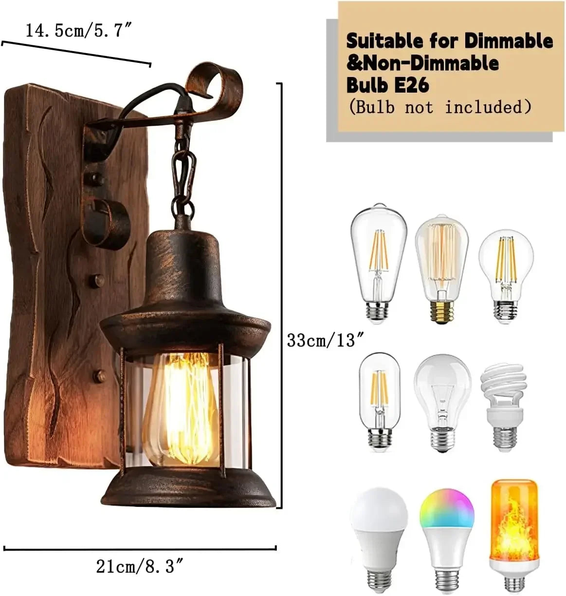 Rustic Farmhouse Wall Sconces for Living Room, Bedroom, Entryway or Mancave