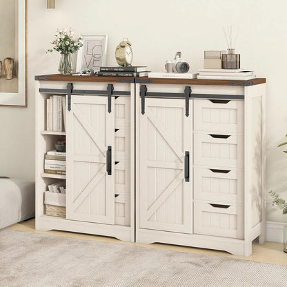 Farmhouse Bathroom Storage Cabinet with Sliding Door